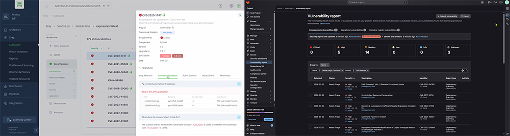 JFrog and GitLab Vulnerability Scanning